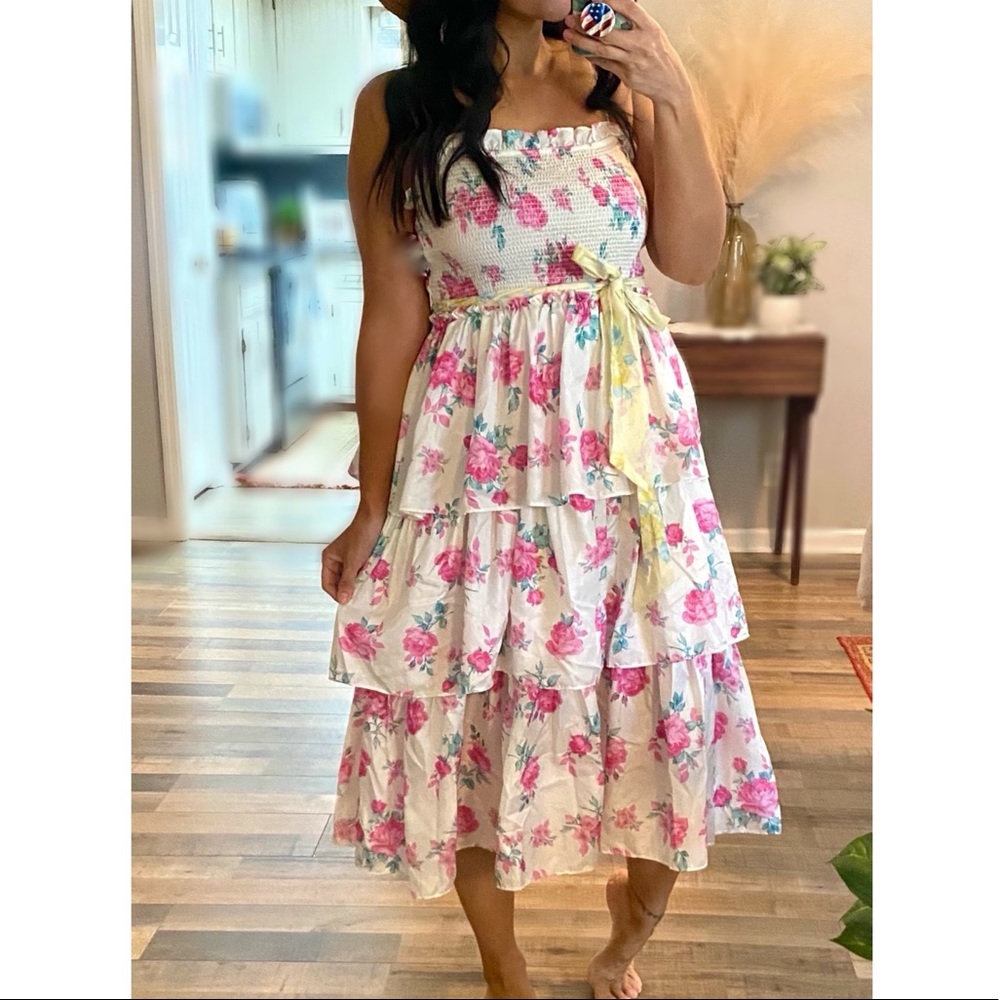 NWT love shack fancy Elise white floral dress M